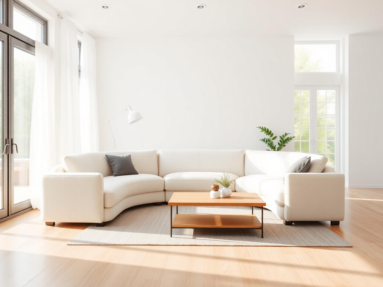 AI sofa replacement in a modern living room with cream boucle sofa