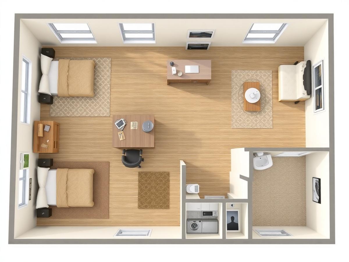 AI floor plan with dedicated home office and furniture placement