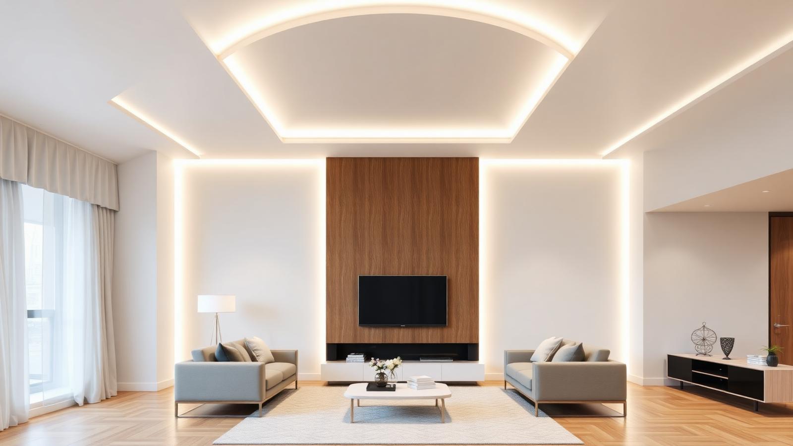 Contemporary room with a modern tray ceiling and soft indirect LED cove lighting